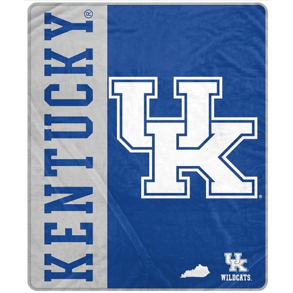 NCAA Ultra Soft Tailgate Throw Blanket- Polyester- Kentucky Wildcats- Blue